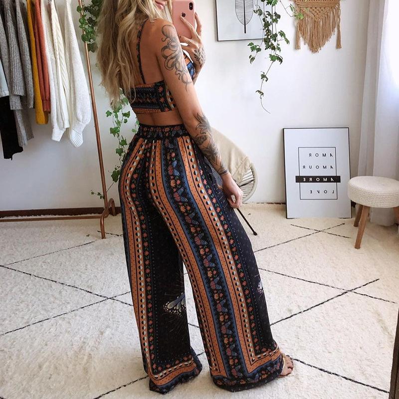 Casual Two Piece Set Women Top And Wide-leg Pants Sets Street Style